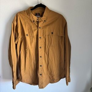 Workwear Tan button up Ridge Cut 100% Cotton in size L
